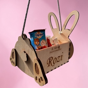 Húsvéti tojásgyűjtő nyuszi - egyedi felirattal, grafikával - ünnepi díszek, dekorációk - húsvéti díszek és dekorációk - húsvéti kosár - Meska.hu