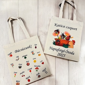 Ballagási kétoldalas vászontáska - nevekkel, jelekkel, Táska & Tok, Bevásárlás & Shopper táska, Shopper, textiltáska, szatyor, , MESKA