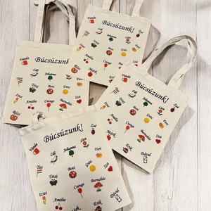 Ballagási kétoldalas vászontáska - nevekkel, jelekkel - táska & tok - bevásárlás & shopper táska - shopper, textiltáska, szatyor - Meska.hu