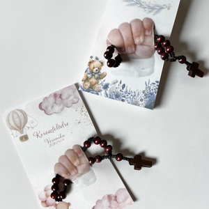 Keresztelő rózsafüzér ajándék - névvel, dátummal, Baba - mama, Keresztelő kellékek, Keresztelőajándékok, , MESKA