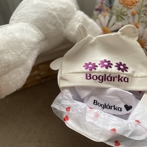Baba bejelentő zokni és sapka  - játék & sport - babalátogató ajándékcsomag - Meska.hu