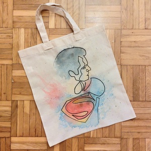Superman kézzel festett vászontáska - Meska.hu