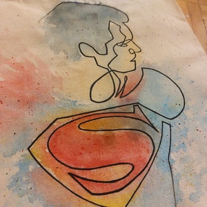 Superman kézzel festett vászontáska - táska & tok - bevásárlás & shopper táska - shopper, textiltáska, szatyor - Meska.hu