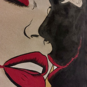 Joker és Harley Quinn kézzel festett vászontáska - táska & tok - bevásárlás & shopper táska - shopper, textiltáska, szatyor - Meska.hu