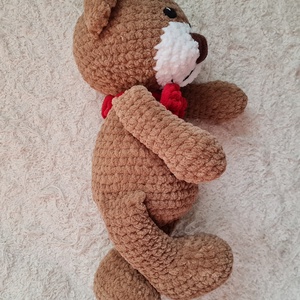 Horgolt zsenília barna macika  - játék & sport - plüssállat & játékfigura - maci - Meska.hu