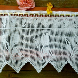 Tavaszi táncoló tulipánok. Romantikus-horgolt csipkés vitrázs függöny - otthon & életmód - lakástextil - függöny és kiegészítő - vitrázs függöny - Meska.hu