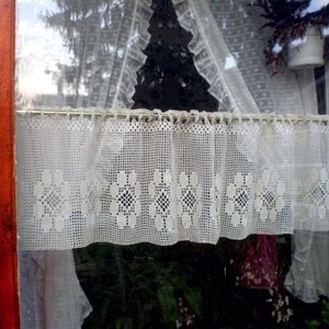 Margaréták tánca  -horgolt,vitrázs,romantikus fehér függöny - otthon & életmód - lakástextil - függöny és kiegészítő - vitrázs függöny - Meska.hu