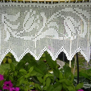 Lebegő tulipánok-Horgolt vitrázs,fehér függöny - otthon & életmód - lakástextil - függöny és kiegészítő - vitrázs függöny - Meska.hu