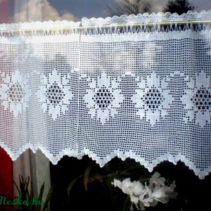 Fehér napraforgók.- vitrázs horgolt csipke függöny. - otthon & életmód - lakástextil - függöny és kiegészítő - vitrázs függöny - Meska.hu