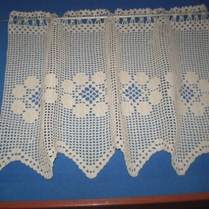 Margaréta-Vitrázs horgolt,ekrü csipke függöny. - otthon & életmód - lakástextil - függöny és kiegészítő - vitrázs függöny - Meska.hu