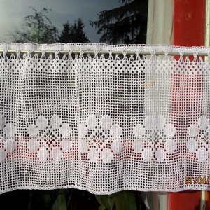 Margaréták tánca  -horgolt,vitrázs,romantikus fehér függöny - otthon & életmód - lakástextil - függöny és kiegészítő - vitrázs függöny - Meska.hu
