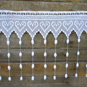 Bohém szívek vonzásában-Horgolt fehér,egyedi bojtos függöny. - Meska.hu