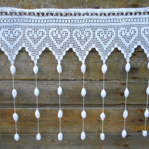 Bohém szívek vonzásában-Horgolt fehér,egyedi bojtos függöny. - otthon & életmód - lakástextil - függöny és kiegészítő - függöny - Meska.hu