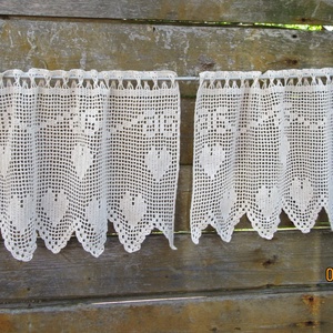 Szív csakrák-Világos ecrü,romantikus horgolt vitrázs függöny - otthon & életmód - lakástextil - függöny és kiegészítő - vitrázs függöny - Meska.hu