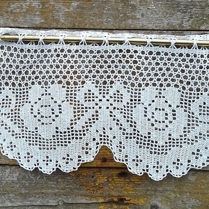 Százszorszép masnis kis virágok-Fehér horgolt,virágos vitrázs kis függöny - otthon & életmód - lakástextil - függöny és kiegészítő - vitrázs függöny - Meska.hu