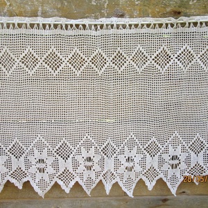 Pókhálós őszi virágok-Antik hatású,len horgolt virágos-absztrak mintás függöny - otthon & életmód - lakástextil - függöny és kiegészítő - Meska.hu