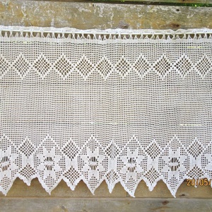 Pókhálós őszi virágok-Antik hatású,len horgolt virágos-absztrak mintás függöny - otthon & életmód - lakástextil - függöny és kiegészítő - Meska.hu