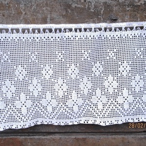 Francia vidéki romantika.- horgolt fehér csipke függöny - otthon & életmód - lakástextil - függöny és kiegészítő - függöny - Meska.hu