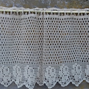 Rózsakert-Világos barna,vintage hatású,csipkés horgolt vitrázs függöny - Meska.hu