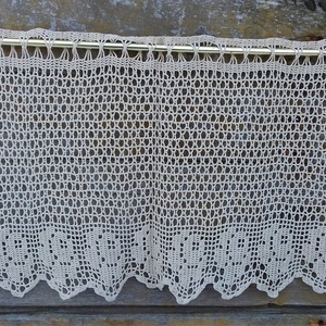 Rózsakert-Világos barna,vintage hatású,csipkés horgolt vitrázs függöny - otthon & életmód - lakástextil - függöny és kiegészítő - vitrázs függöny - Meska.hu