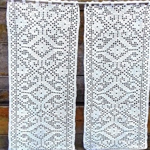 Rusztikus vonzalom- Fehér,rusztikus mintás,horgolt csipke függöny - Meska.hu