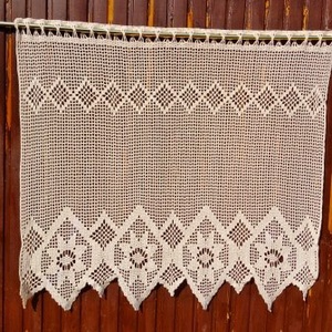 Pókhálós őszi virágok-Antik hatású,len horgolt virágos-absztrak mintás függöny, Otthon & Életmód, Függöny és kiegészítő, Lakástextil, Horgolás, MESKA