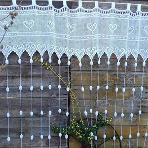 Dupla szivecskékkel.olvaszd a hógólyókat!-Csipkés,horgolt,fehér csipke függöny - otthon & életmód - lakástextil - függöny és kiegészítő - függöny - Meska.hu