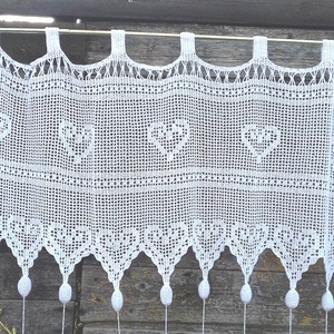 Dupla szivecskékkel.olvaszd a hógólyókat!-Csipkés,horgolt,fehér csipke függöny - Meska.hu