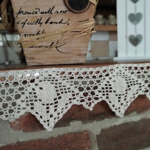 Rózsa virág-Barna,csipkés,vidéki stílusú horgolt polc csík, Otthon & Életmód, Lakástextil, Csipkekészítés, Horgolás, MESKA