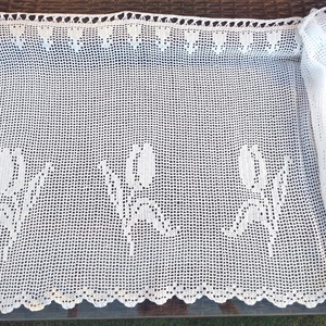 Tavaszi táncoló tulipánok. Romantikus-horgolt csipkés vitrázs függöny - otthon & életmód - lakástextil - függöny és kiegészítő - vitrázs függöny - Meska.hu