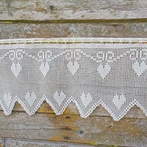 Szívek vonzásában-Horgolt vitrázs függöny - otthon & életmód - lakástextil - függöny és kiegészítő - vitrázs függöny - Meska.hu