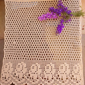 Rózsakert-Világos barna,vintage hatású,csipkés horgolt vitrázs függöny, Otthon & Életmód, Lakástextil, Függöny és kiegészítő, Vitrázs függöny, Csipkekészítés, Horgolás, MESKA