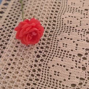 Rózsakert-Világos barna,vintage hatású,csipkés horgolt vitrázs függöny - otthon & életmód - lakástextil - függöny és kiegészítő - vitrázs függöny - Meska.hu