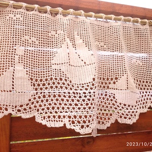 Vitorlázó nyár-Horgolt csipkés vitrázs fehér függöny  - Meska.hu