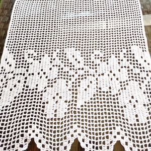 Futó virágok-Horgolt fehér vitrázs csipke függöny  - otthon & életmód - dekoráció - ajtó- és ablak dekoráció - ablakdísz - Meska.hu