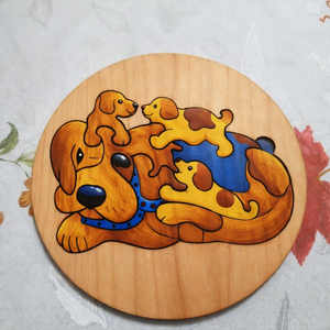 Kutyás fa kirakó � festhető, lézervágott puzzle - Meska.hu