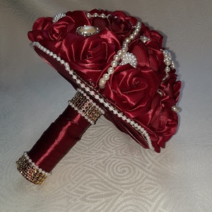 Burgundy elegancia - esküvő - menyasszonyi- és dobócsokor - Meska.hu