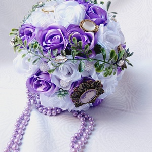 Fehér-Levendula menysszonyi csokor - esküvő - menyasszonyi- és dobócsokor - Meska.hu