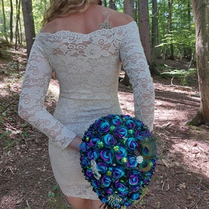 Páva nász csepp menyasszonyi csokor - esküvő - menyasszonyi- és dobócsokor - Meska.hu