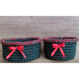 Karácsonyi horgolt kosarak, Karácsony, Karácsonyi lakásdekoráció, Ünnepi asztaldekoráció, Horgolás, MESKA