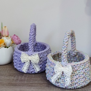 Horgolt húsvéti kiskosár gyerekeknek - ünnepi díszek, dekorációk - húsvéti díszek és dekorációk - húsvéti kosár - Meska.hu