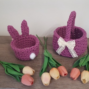 Horgolt húsvéti kiskosár gyerekeknek - ünnepi díszek, dekorációk - húsvéti díszek és dekorációk - húsvéti kosár - Meska.hu