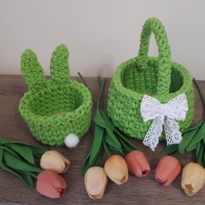 Horgolt húsvéti kiskosár gyerekeknek - ünnepi díszek, dekorációk - húsvéti díszek és dekorációk - húsvéti kosár - Meska.hu