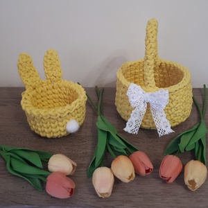 Horgolt húsvéti kiskosár gyerekeknek - ünnepi díszek, dekorációk - húsvéti díszek és dekorációk - húsvéti kosár - Meska.hu