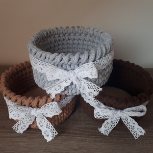 Horgolt tavaszi kosár - ünnepi díszek, dekorációk - húsvéti díszek és dekorációk - húsvéti kosár - Meska.hu