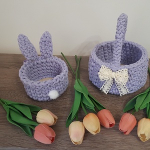 Nyuszifüles kistároló kosár gyerekeknek - ünnepi díszek, dekorációk - húsvéti díszek és dekorációk - húsvéti kosár - Meska.hu