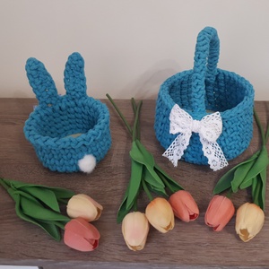 Nyuszifüles kistároló kosár gyerekeknek - ünnepi díszek, dekorációk - húsvéti díszek és dekorációk - húsvéti kosár - Meska.hu