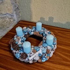 Kék adventi koszorú - Meska.hu