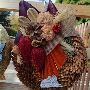 Tobozos sírdísz koszorú, Otthon & Életmód, Vallás, Temetkezési tárgy, Sírkoszorú, kegyeleti koszorú, Mindenmás, Virágkötés, MESKA