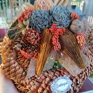 Toboz sírdísz koszorú, Otthon & Életmód, Vallás, Temetkezési tárgy, Sírkoszorú, kegyeleti koszorú, , MESKA